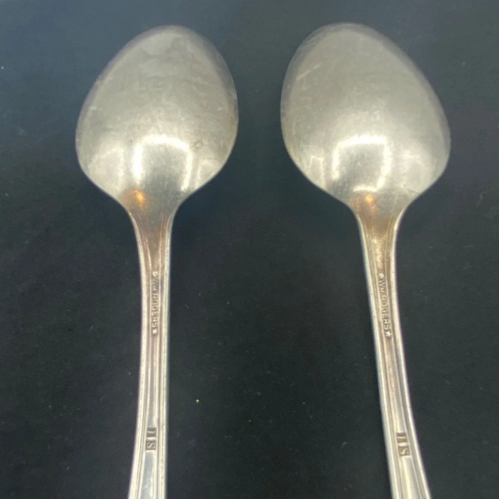 William Rogers IS Gardenia Silverplate Spoons Set of 2 Floral Art Deco 6
